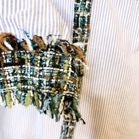 Zara Tweed Striped Button Down Shirt XS - Picture 6 of 8